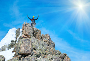 Climber on the snowy mountains