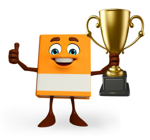 Cartoon Character of Book with trophy